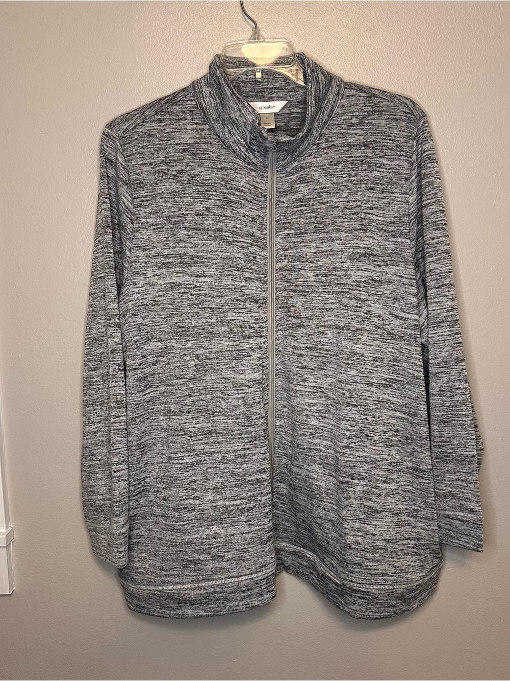 CJ Banks Gray Heather Full-Zip Utility Jacket